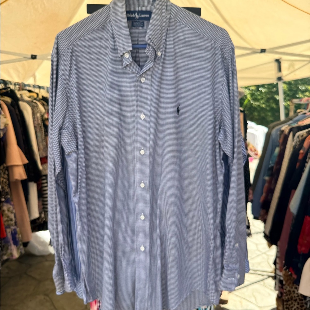Ralph Lauren Navy Checkered Button-Down Shirt